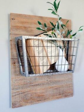 Magnolia Rustic Wall-Mounted Wire Basket Shelf
